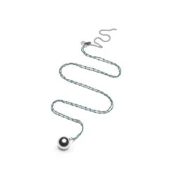 Bola De Grossesse Steel Argentée PROUD MAMA Avec Chaîne En Acier Et Perles Bleues + Plume