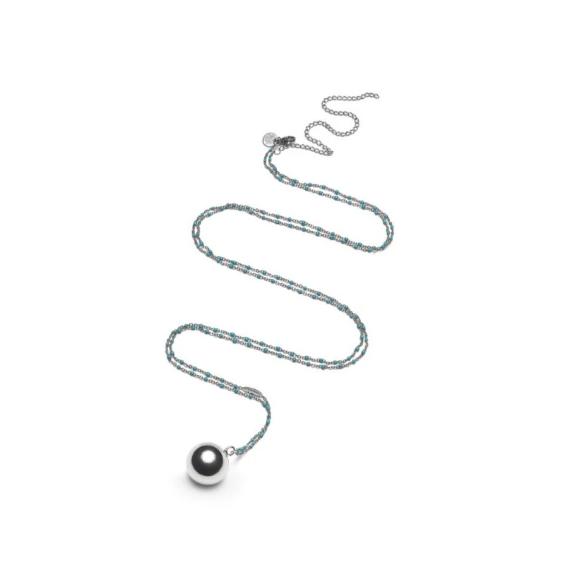 Bola De Grossesse Steel Argentée PROUD MAMA Avec Chaîne En Acier Et Perles Bleues + Plume 3 Bola De Grossesse Steel Argentée PROUD MAMA Avec Chaîne En Acier Et Perles Bleues + Plume
