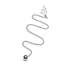 Bola De Grossesse Steel Argentée PROUD MAMA Avec Chaîne En Acier Et Perles Grises + Plume