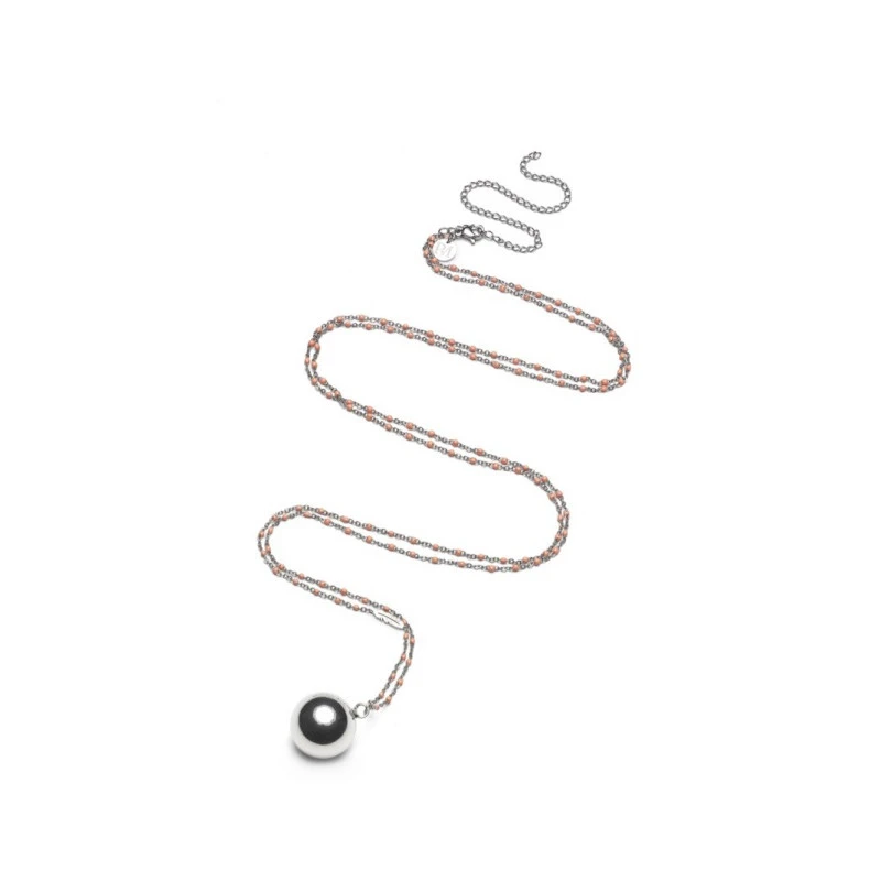 Bola De Grossesse Steel Argentée PROUD MAMA Avec Chaîne En Acier Et Perles Roses + Plume 3 Bola De Grossesse Steel Argentée PROUD MAMA Avec Chaîne En Acier Et Perles Roses + Plume