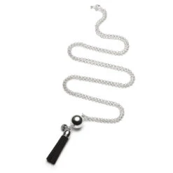 Bola Fringes Noir Chaine Argent BE MY BABY