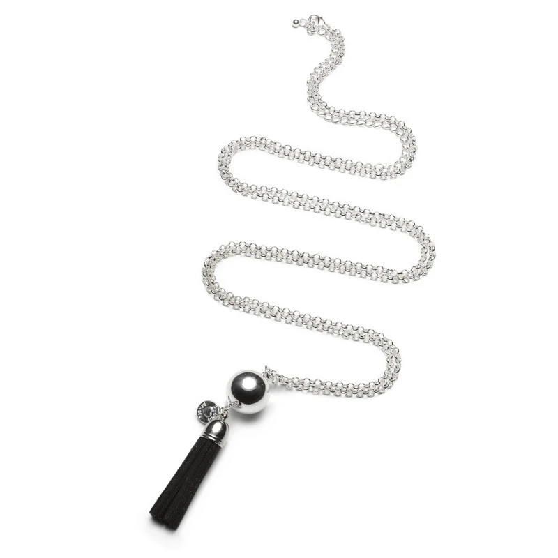 Bola Fringes Noir Chaine Argent BE MY BABY 3 Bola Fringes Noir Chaine Argent BE MY BABY