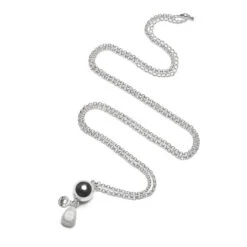 Collier Bola Gemstone Pierre De Lune BE MY BABY Boule Et Chaîne Argent