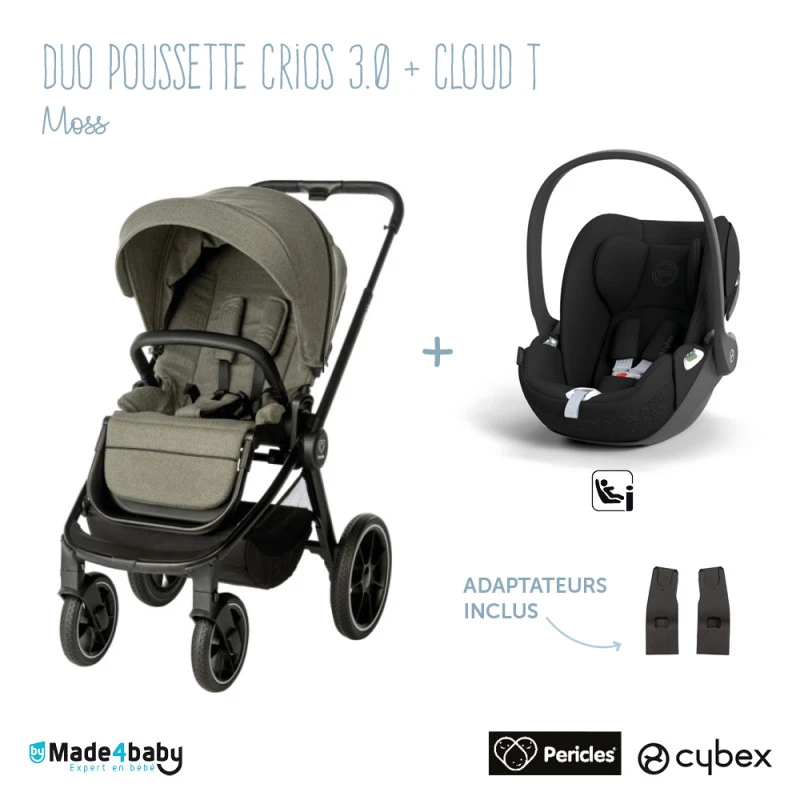 Duo Poussette Crios 3.0 PERICLES Moss + Cloud T I-Size CYBEX 3 Duo Poussette Crios 3.0 PERICLES Moss + Cloud T I-Size CYBEX
