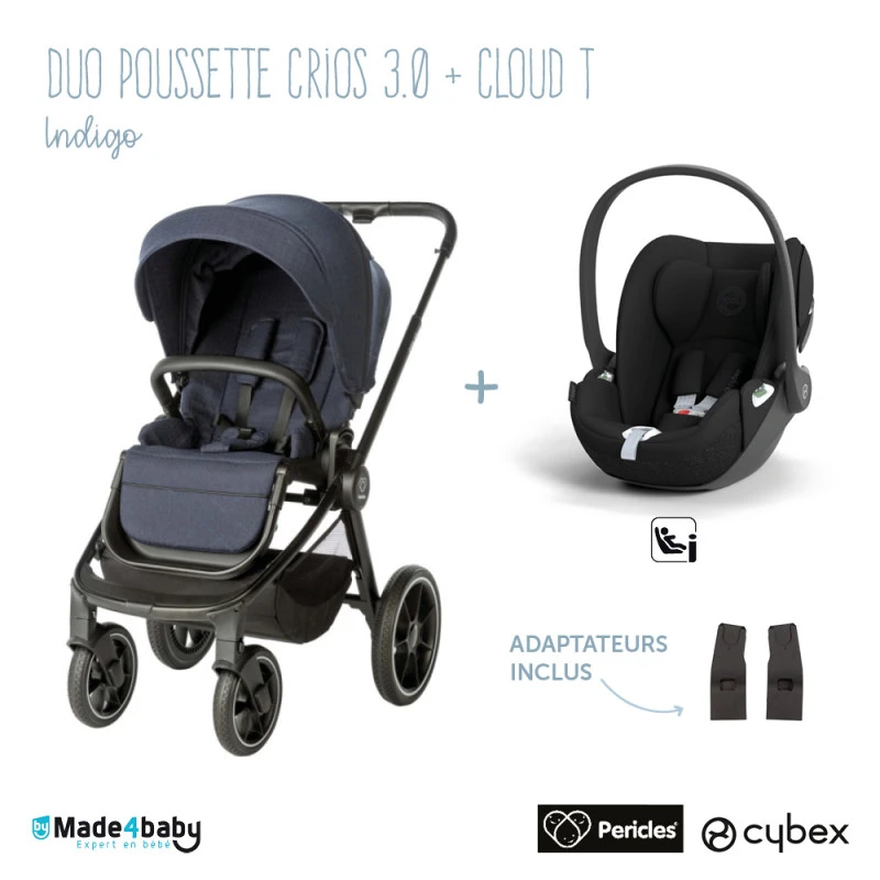 Duo Poussette Crios 3.0 PERICLES Indigo + Cloud T I-Size CYBEX 3 Duo Poussette Crios 3.0 PERICLES Indigo + Cloud T I-Size CYBEX