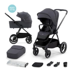Duo Poussette + Nacelle Nea 2 En 1 KINDERKRAFT Gris Foncé