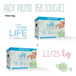Pack Promo 168 Couches FreeLife BEBE CASHJunior T5 11/25kg