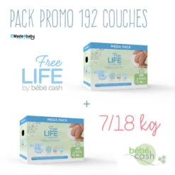 Pack Promo 192 Couches FreeLife BEBE CASH Maxi T4 7/18kg