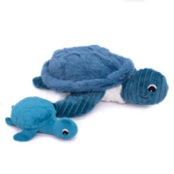 Peluche Tortue Maman/bébé Ptipotos LES DEGLINGOS Bleu