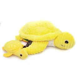 Peluche Tortue Maman/bébé Ptipotos LES DEGLINGOS Jaune