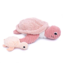 Peluche Tortue Maman/bébé Ptipotos LES DEGLINGOS Rose