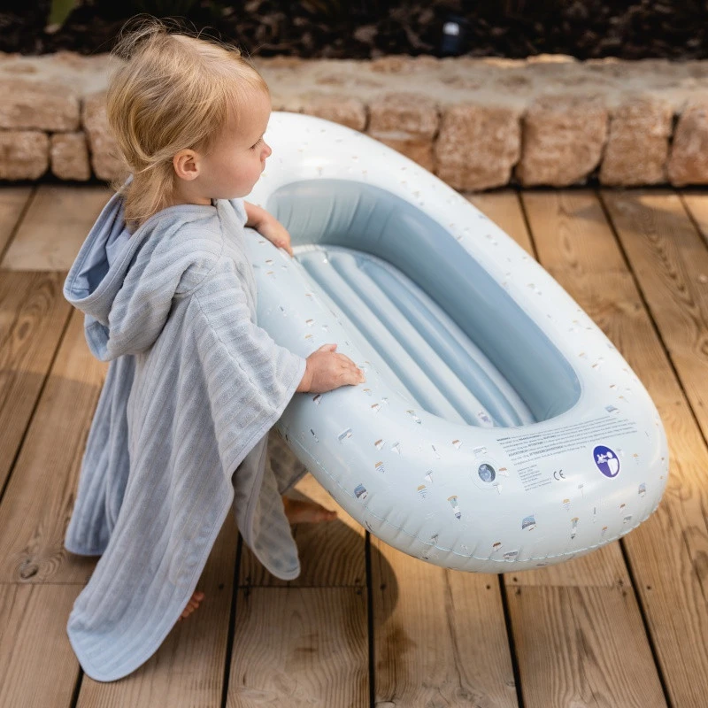 Poncho De Bain En éponge Jacquard LITTLE DUTCH Blue 4 Poncho De Bain En éponge Jacquard LITTLE DUTCH Blue – Image 2