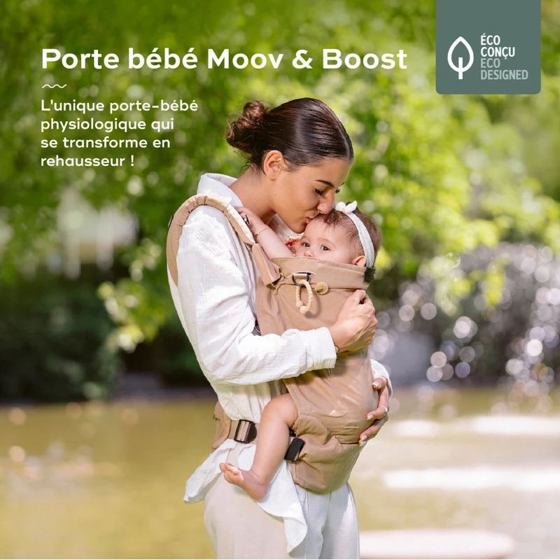 Porte-bébé évolutif Moov & Boost BABYMOOV Beige Noisette 4 Porte-bébé évolutif Moov & Boost BABYMOOV Beige Noisette – Image 2