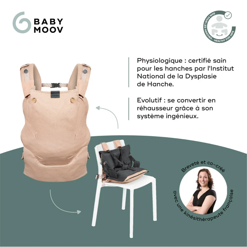 Porte-bébé évolutif Moov & Boost BABYMOOV Beige Noisette 5 Porte-bébé évolutif Moov & Boost BABYMOOV Beige Noisette – Image 3