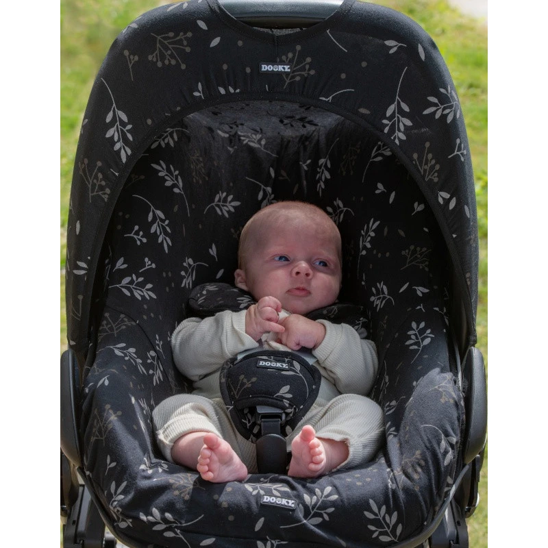 Protections De Sangles De Siège-auto DOOKY Romantic Leaves Noir 6 Protections De Sangles De Siège-auto DOOKY Romantic Leaves Noir – Image 4