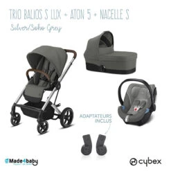 Trio Poussette Balios S Lux + Siège Aton 5 + Nacelle Cot S CYBEX Silver/Soho Grey
