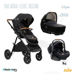 Trio Poussette Aeria + Nacelle Calmi + I-Level Recline JOIE Signature Eclipse