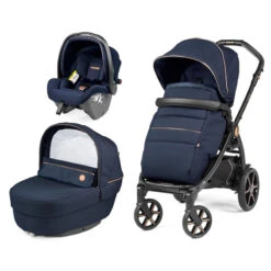 Trio Poussette Book + Primo Viaggio SLK + Nacelle Culla Elite PEG PEREGO Blue Shine