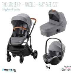 Trio Poussette, Nacelle Strider M + Siège Baby-Safe 5Z2 BRITAX Elephant Grey/Frost Grey