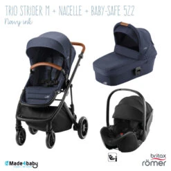 Trio Poussette, Nacelle Strider M + Siège Baby-Safe 5Z2 BRITAX Navy Ink/Space Black