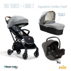 Trio Poussette Tourist + Nacelle Ramble + Siège I-Snug 2 JOIE Signature Carbon/Coal