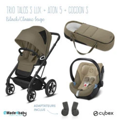 Trio Poussette Talos S Lux + Siège Aton 5 + Cocoon S CYBEX Black/Classic Beige